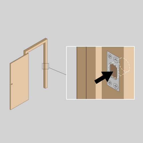 Highlighting the hole behind the strike plate